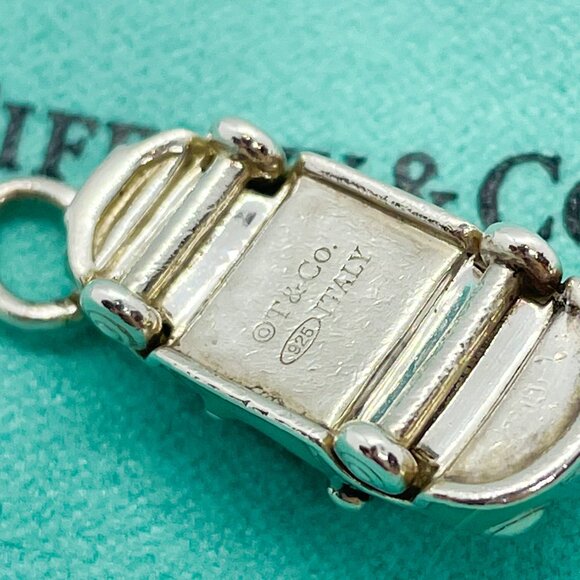 Tiffany & Co. Blue Enamel Convertible Car Charm Sterling Silver Pendant - Picture 2 of 16